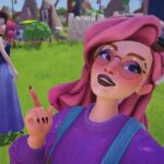 A pink-haired player and Ursula, as Vanessa, pose for a selfie in Dreamlight Valley, one of the best games like The Sims.
