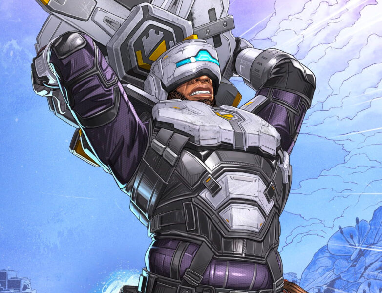 Apex Legends new Legend: Newcastle holding a shield above his head before launching it into the ground