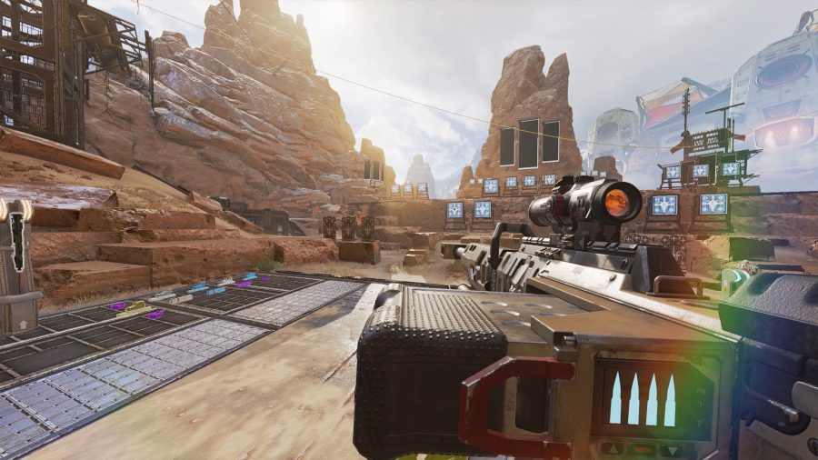 Apex Legends Weapons Tier List: The Kraber being used in the firing range