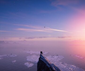 Reaching the peak and watching the sunset in Assassin's Creed Valhalla