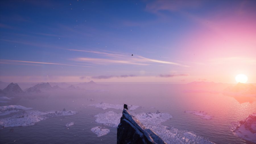 Reaching the peak and watching the sunset in Assassin's Creed Valhalla