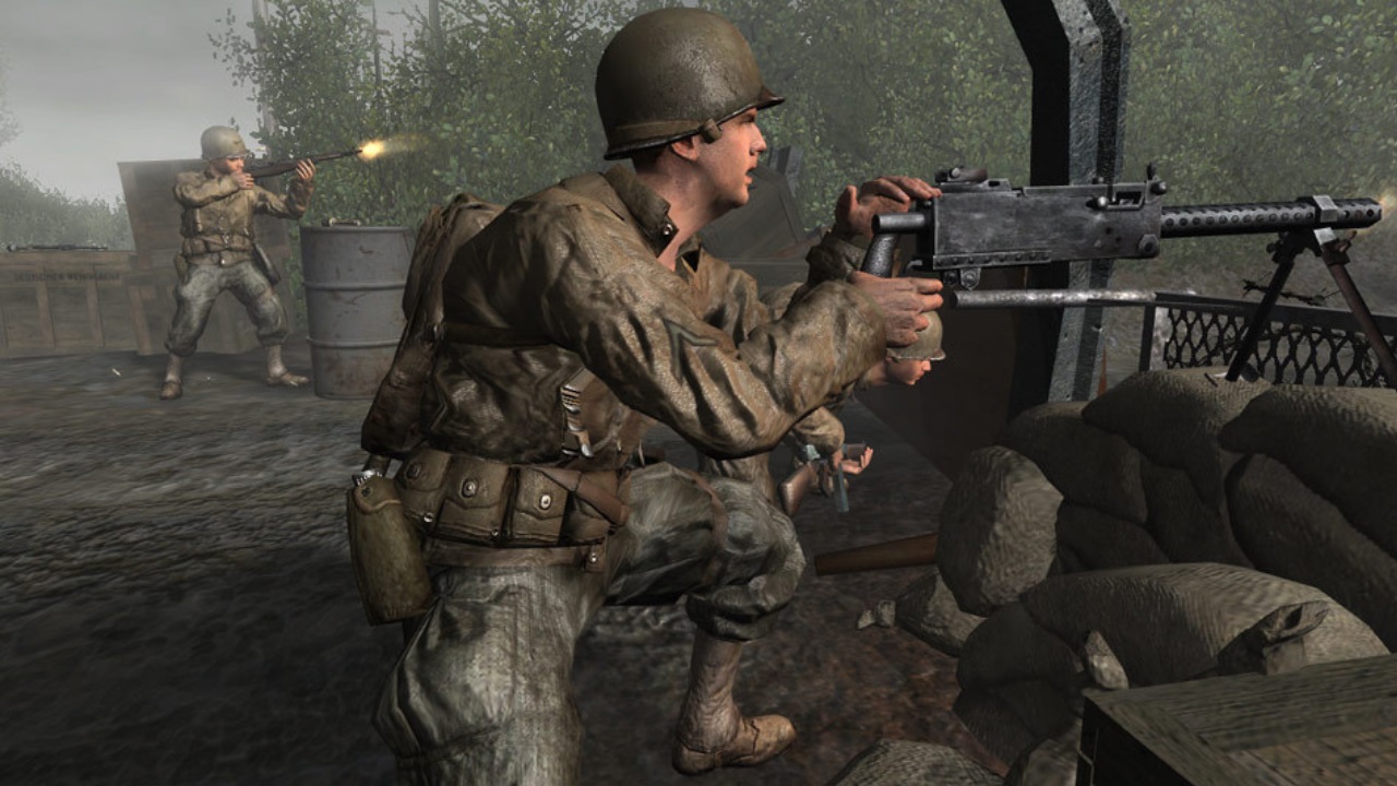 Best WW2 games: Call of Duty 2. Image shows soldiers holding guns.