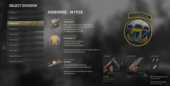 Call of Duty: WWII Divisions classes Airborne
