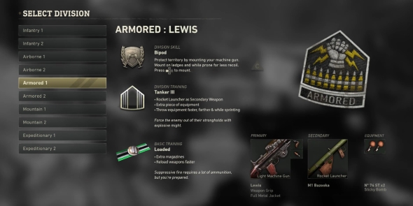 Call of Duty: WWII Divisions classes Armored