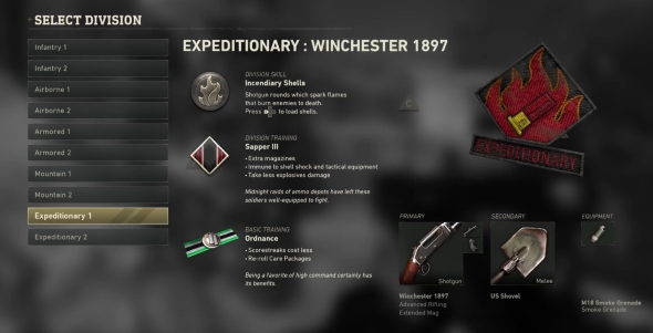 Call of Duty: WWII Divisions classes Expeditionary