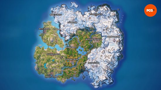 The fully revealed Fortnite map in Chapter 5 Season 1.