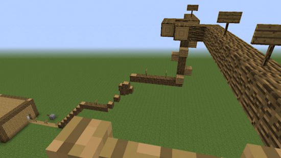 Best Minecraft maps - an obstacle course made of wooden blocks in Parkour School.