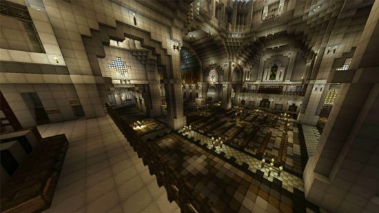 Best Minecraft maps - The Tourist map shows the inside of an elaborate cathedral.