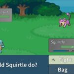 A battle takes place in Project Polaro between a Squirtle and a Rattata