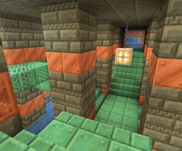 the copper and stone interior of a Minecraft Trial Chamber that can be found in one of the best 1.21 Minecraft seeds.
