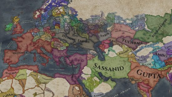 Best CK3 mods: A map from the Crusader Kings 3 mod, Fallen Eagle, contemporary to the Roman Empire