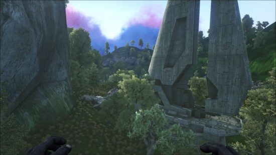 Best Ark Survival mods: A landscape of the Halo map in Ark Survival Evolved.