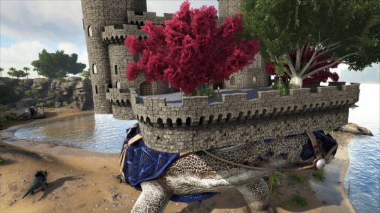 Best Ark Survival mods: The World Turtle mod in Ark Survival Evolved has trees growing on the wall on its back.
