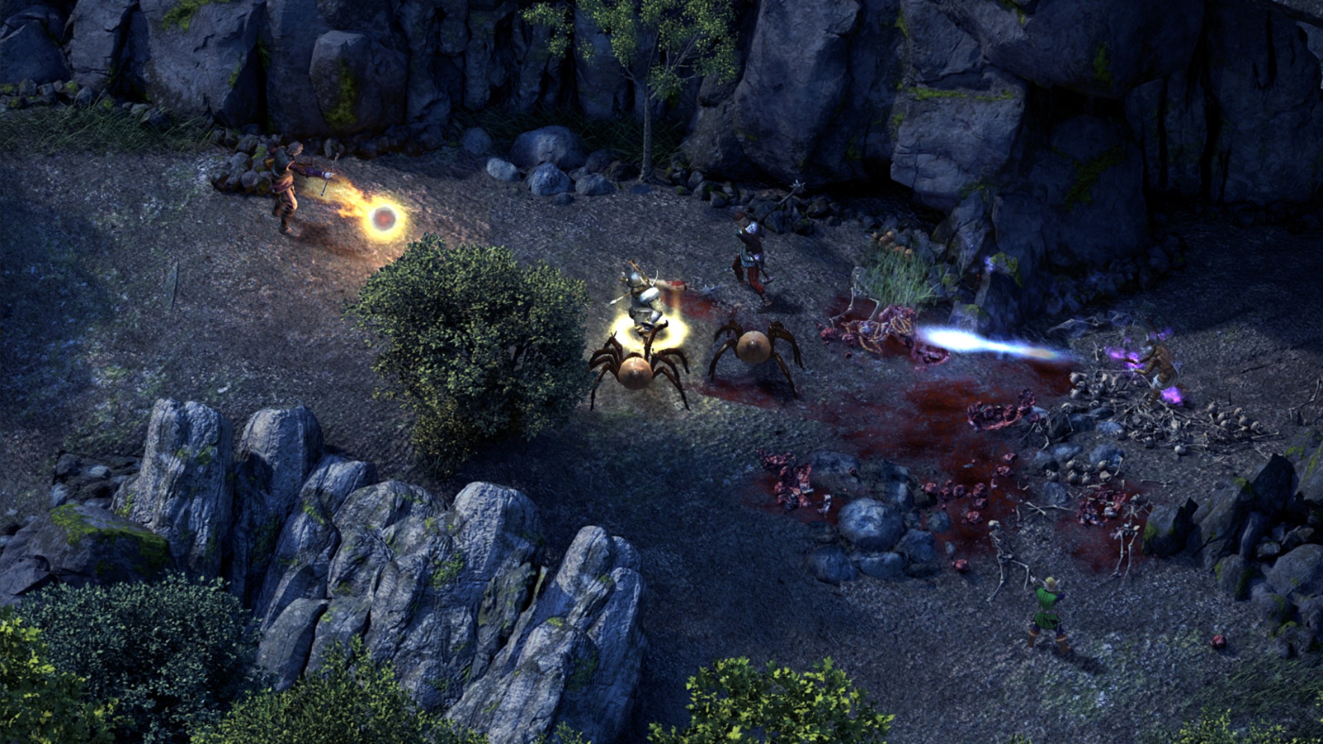 Best fantasy games: Pillars of Eternity. Image shows a battle taking place, featuring strange spider-like creatures.