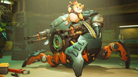 Best Overwatch 2 tank heroes: Wrecking Ball undergoing repairs in a garage