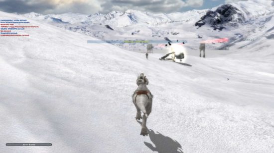 Best Star Wars games on PC: a man rides a white two-legged creature through the snow