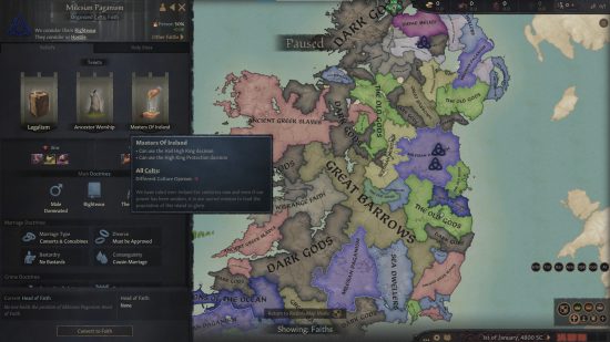 Best CK3 mods: A map from The Tales of Ireland mod for Crusader Kings 3