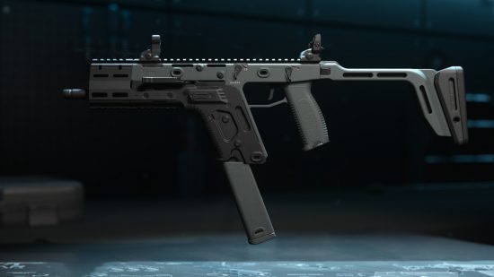 Best Warzone 2 SMGs: a Fennec 45 SMG stands on display
