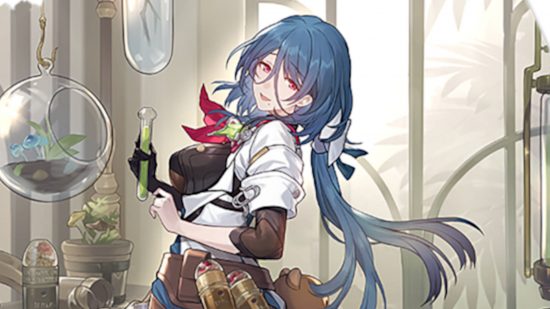 Natasha is one of the few healers out of the entire Honkai Star Rails characters list. She is holding a vial with green liquid in and is surrounded by plants.